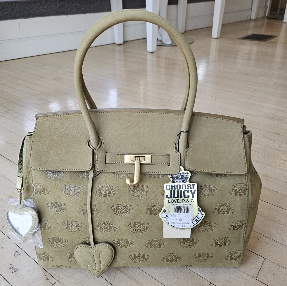Vintage Y2k Juicy Couture Suede Leather Deadstock NWT Logo Shoulder Bag